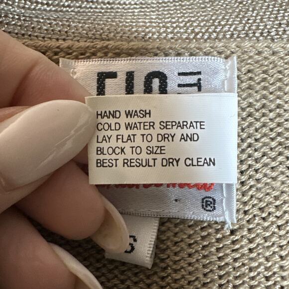 Vintage Fia Italia Handloomed Cardigan Sweater Knit Gold Open Front Womens S - Picture 8 of 9